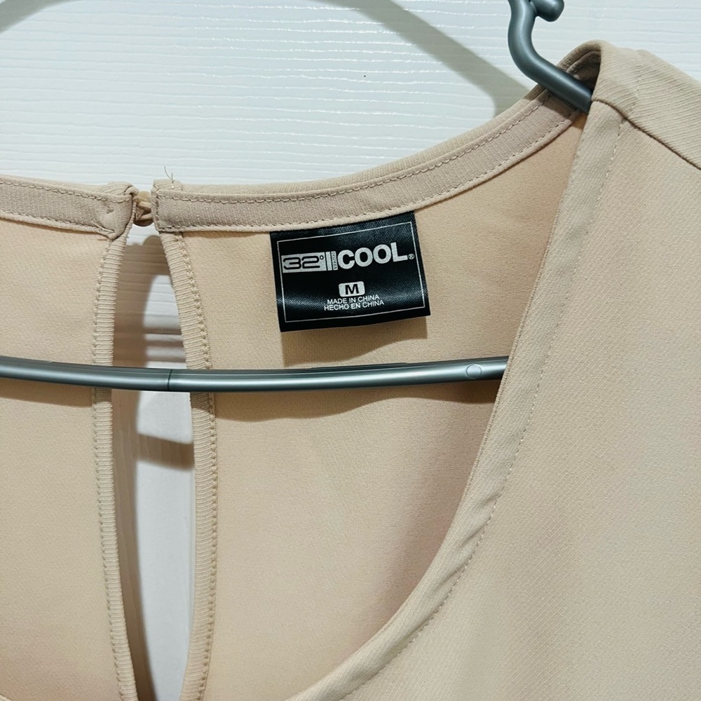 Elegant Tan Mini Dress with Drawstring Waist - Picture 3 of 4